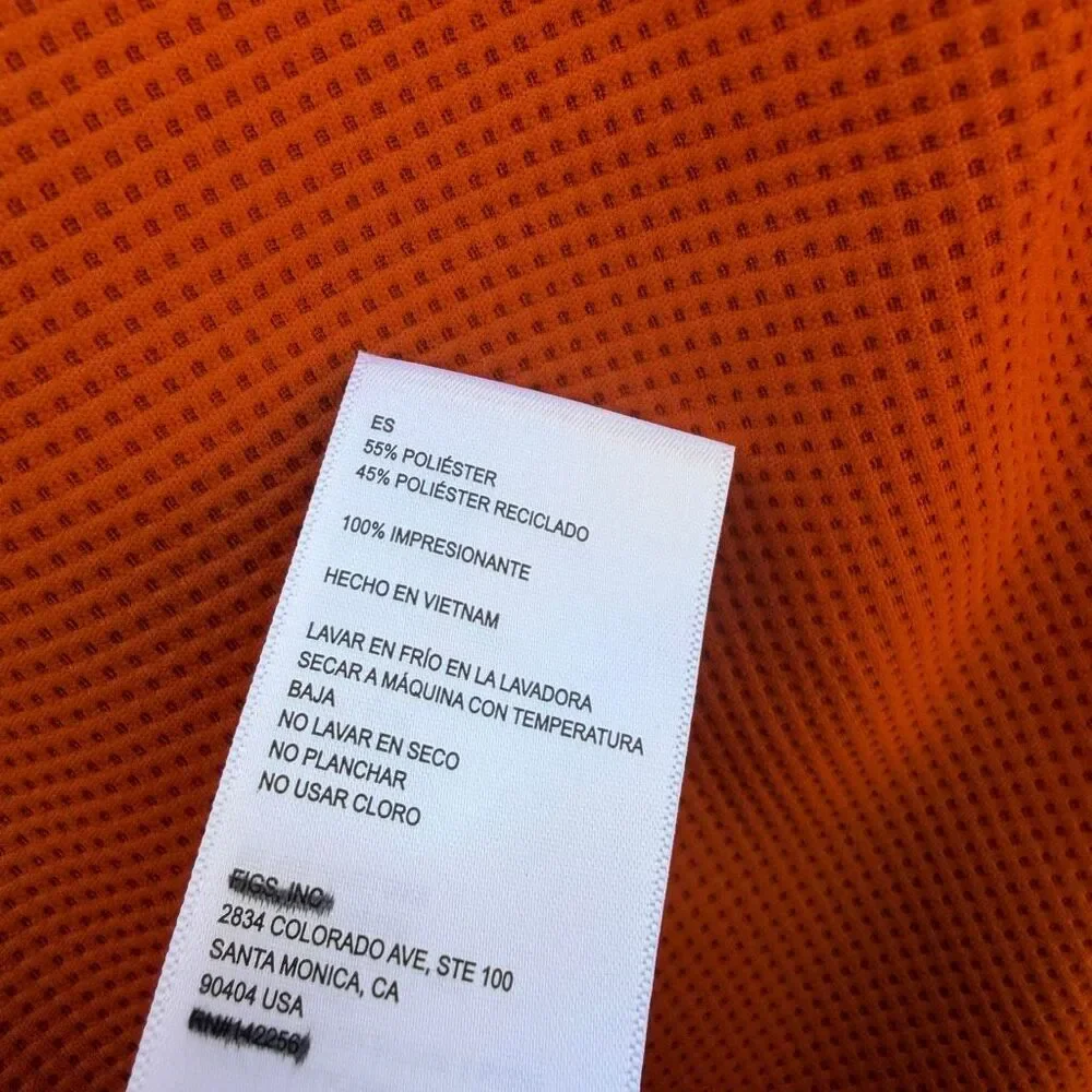 FIGS Waffle Knit Underscrub Crew Neck long sleeve orange Womens L NEW